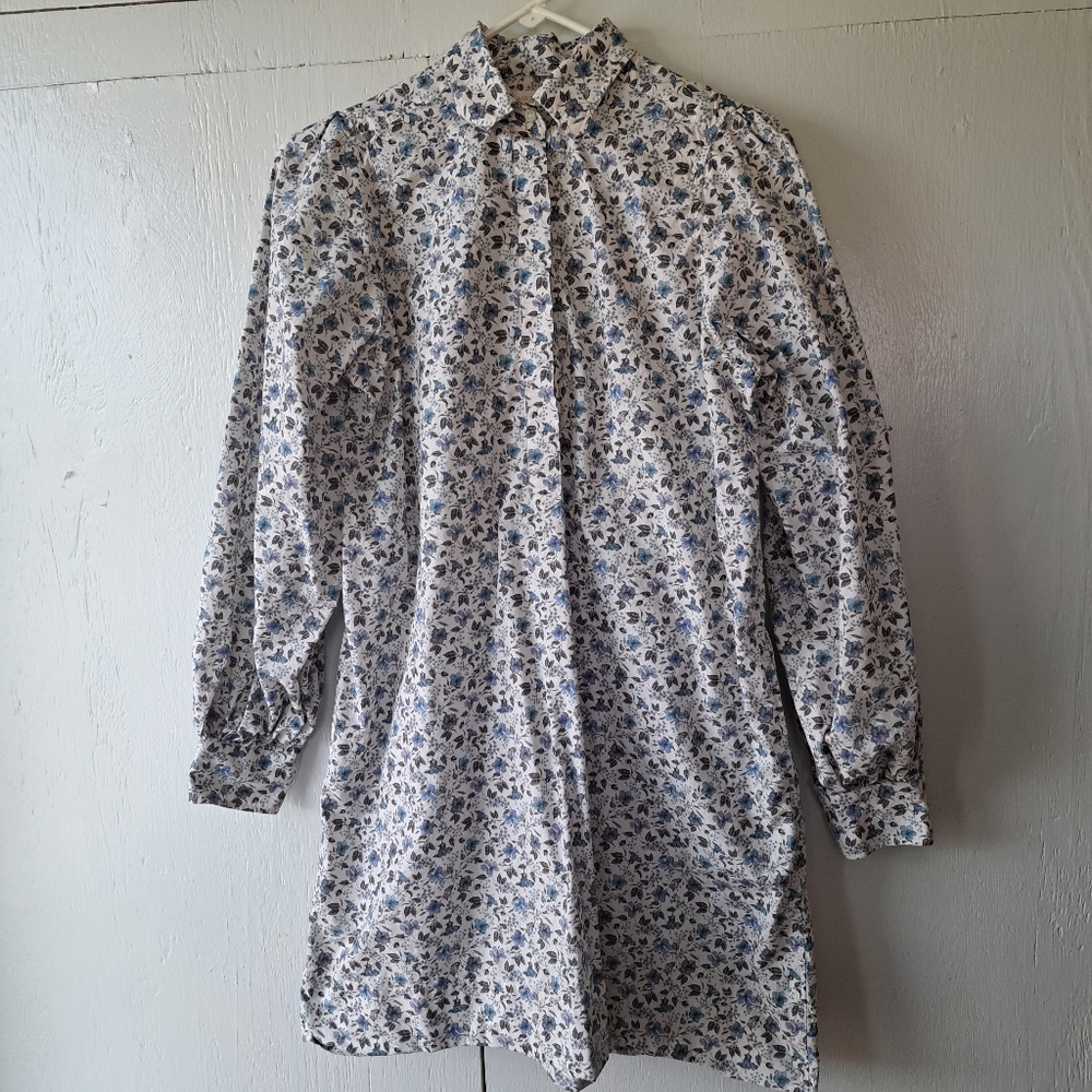 Ann Mashburn Anaya Popover Cotton Long Sleeve Floral Mini Dress SZ S